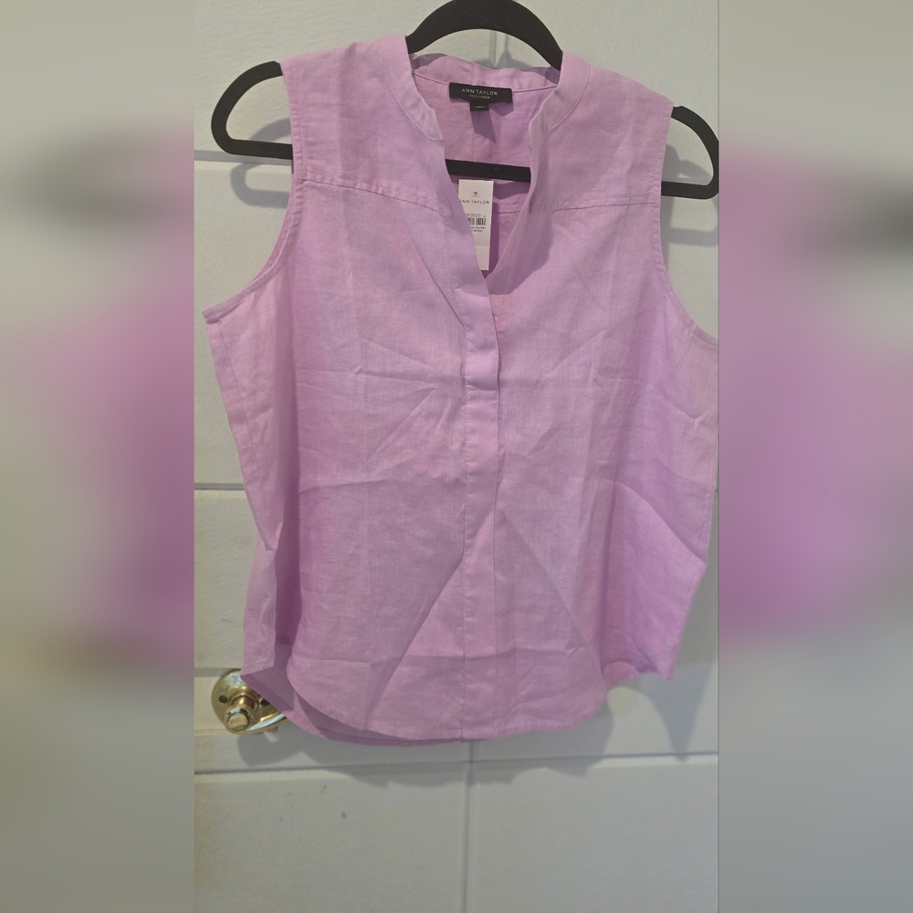 Ann Taylor Light Purple Sleeveless Blouse 100% Cotton